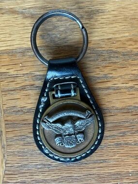 Vintage Harley-Davidson Leather Keychain Eagle Medallion Made in USA Biker